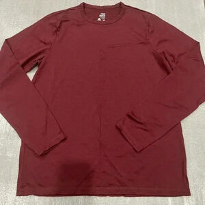 [S]True North 100 Merino Wool Burgundy Long Sleeve Crew Neck Pull Over Men Shirt